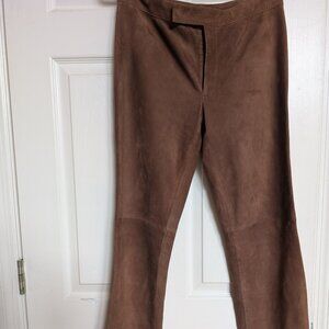 Ralph Lauren Women’s Suede Leather Pants 8 Brown Bootcut Flare Vintage